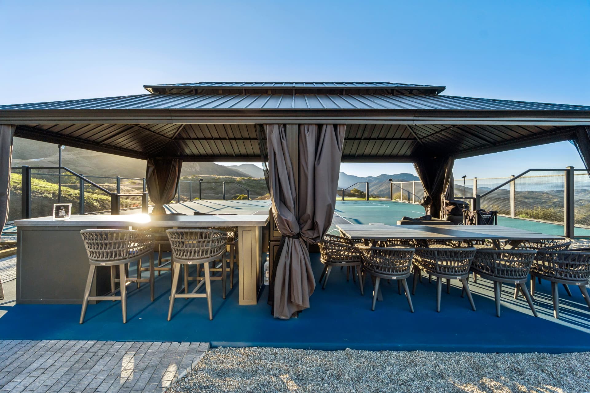Thrive Malibu — Courtside pavilion and courts
