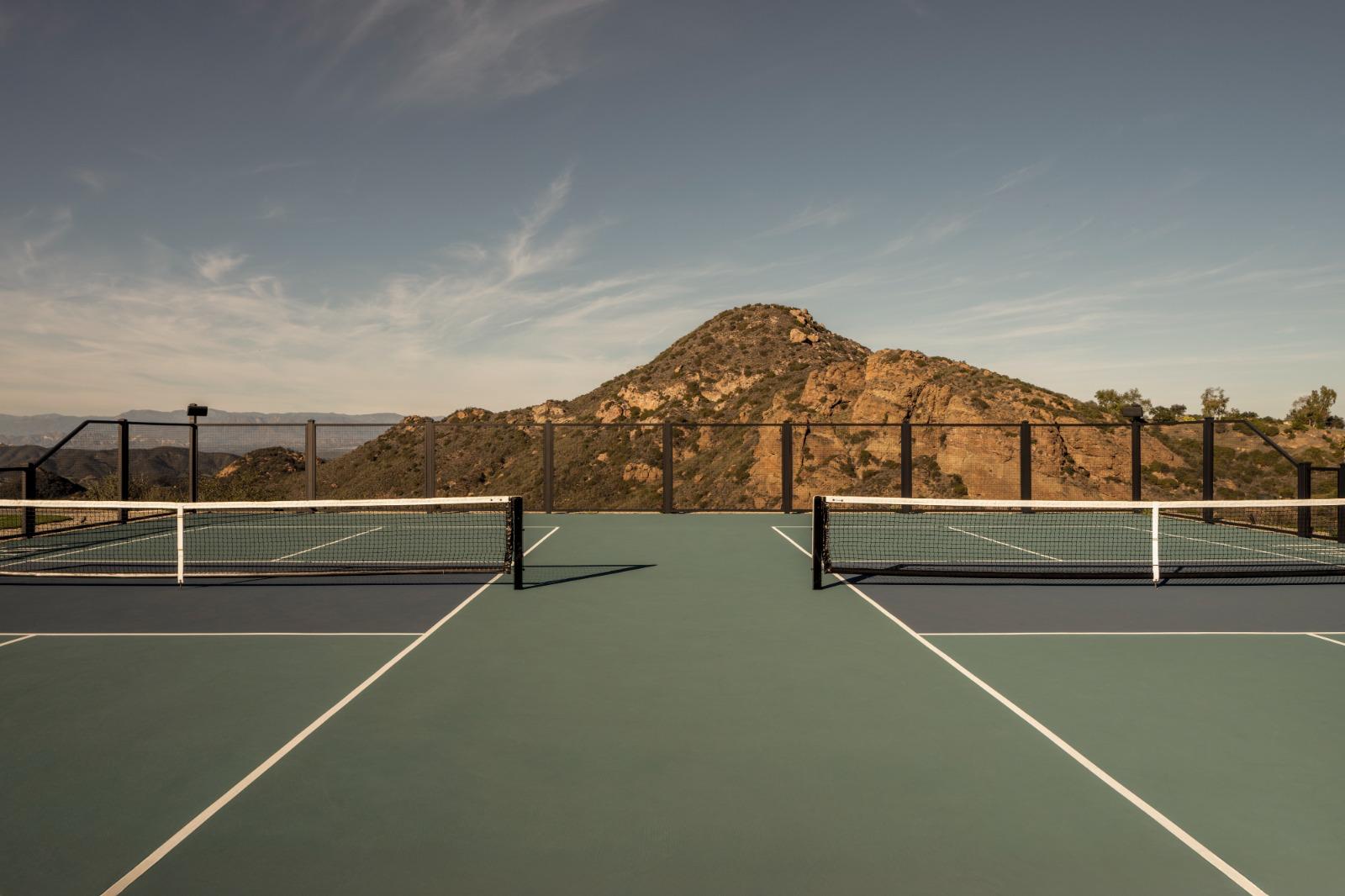 Thrive Malibu — Court level with mountain backdrop
